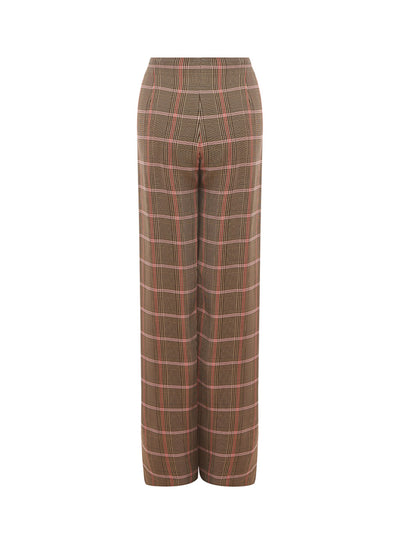 Micro Checked Viscose Palazzo Trousers