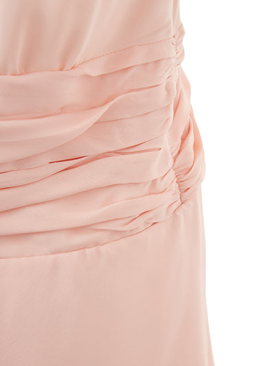 Pink Ruffled short sleeves Dress