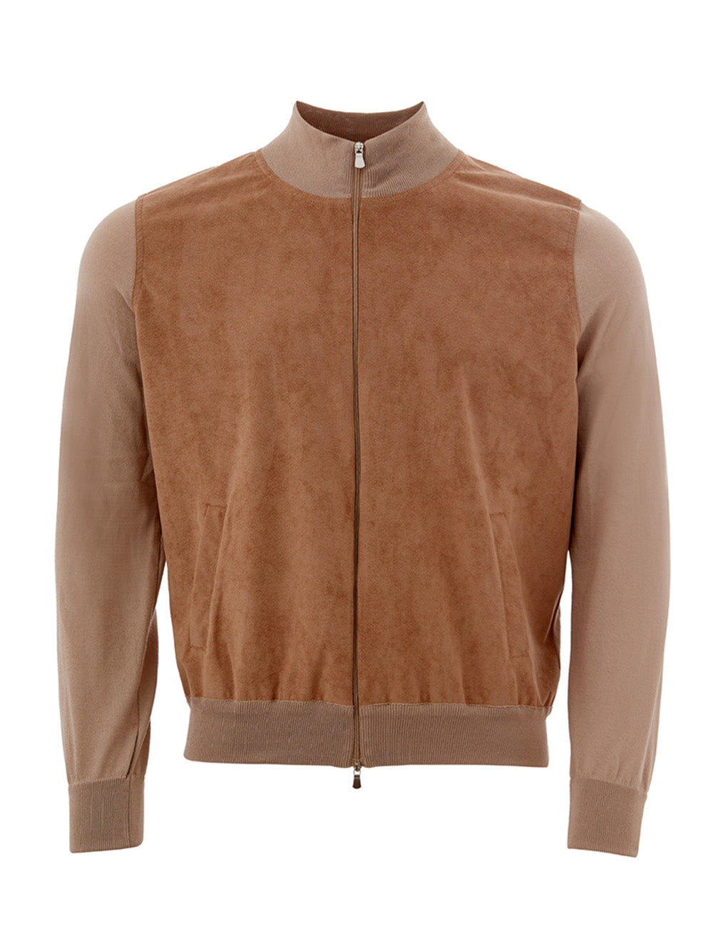 Alcantara and Cotton Full Zip Sweater