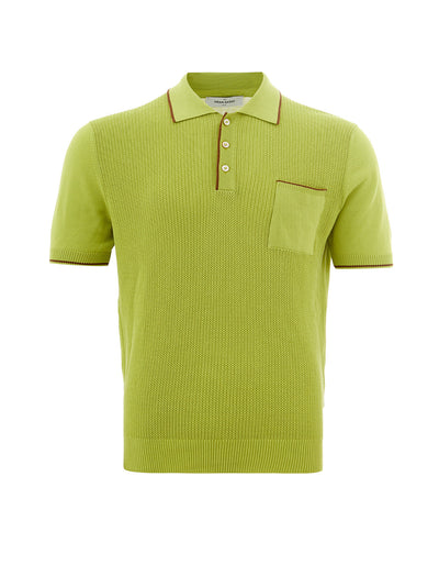 Neon Green Cotton Knitwear Polo Shirt