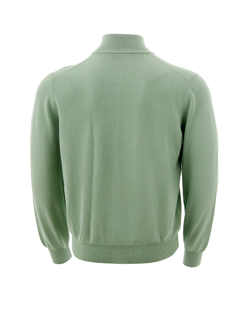 Cotton Full Zip Sweater in Green