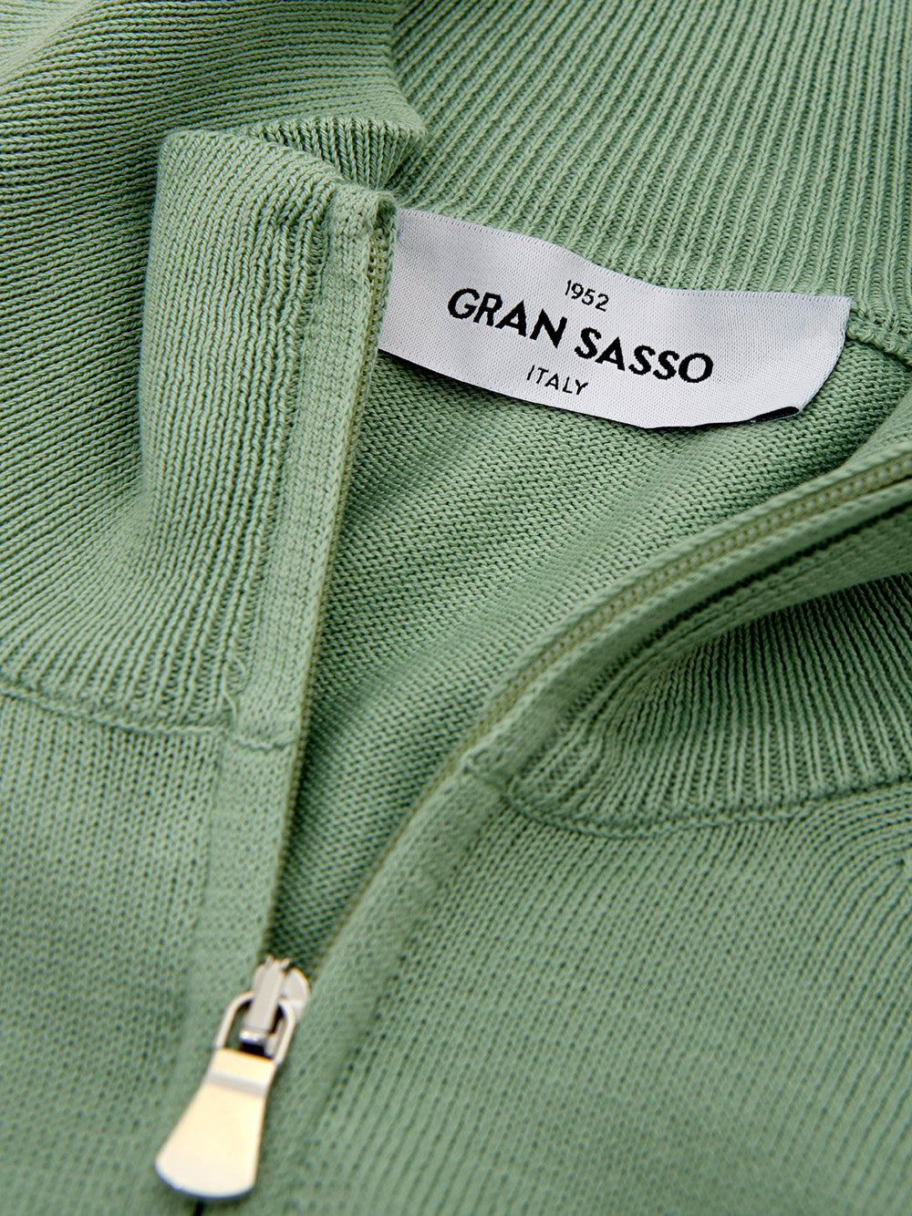 Cotton Full Zip Sweater in Green