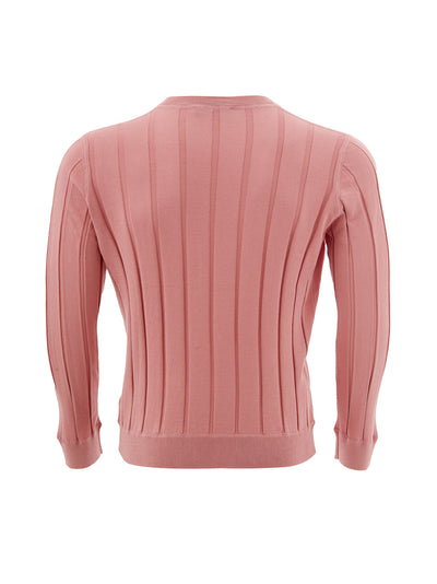 Silk Blend Pink Flat Ribbed Sweater