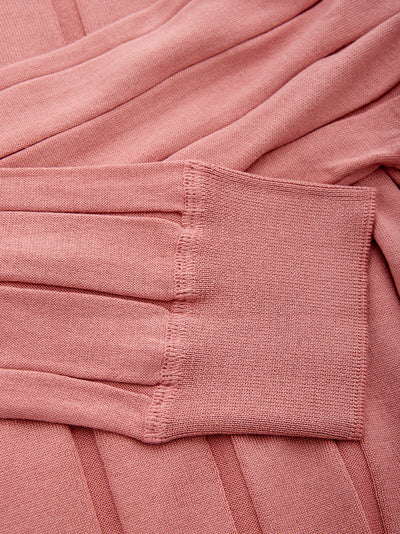 Silk Blend Pink Flat Ribbed Sweater