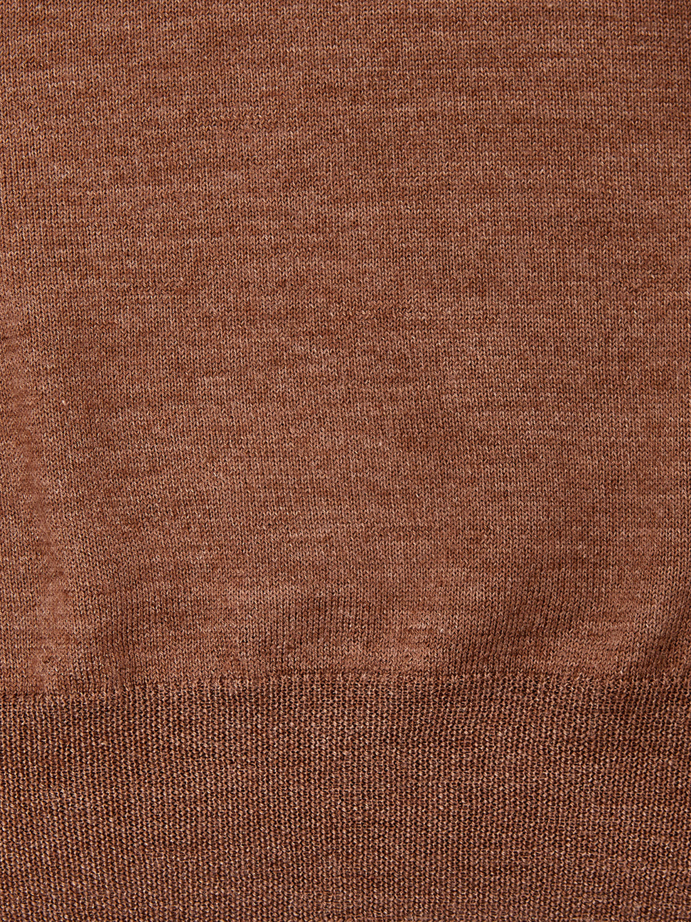 Brown Wool Blend Long Sleeves Polo Shirt