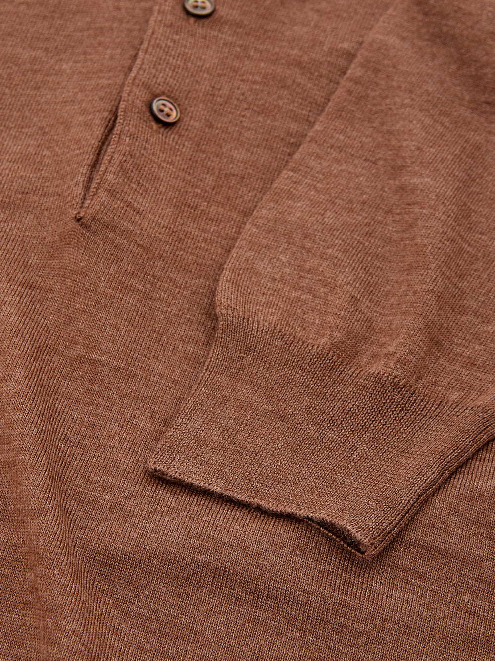 Brown Wool Blend Long Sleeves Polo Shirt