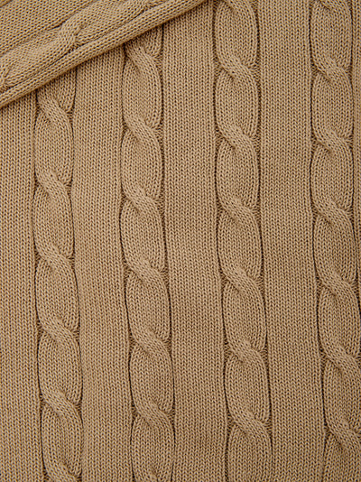 Beige Cotton Cable-knit Sweater