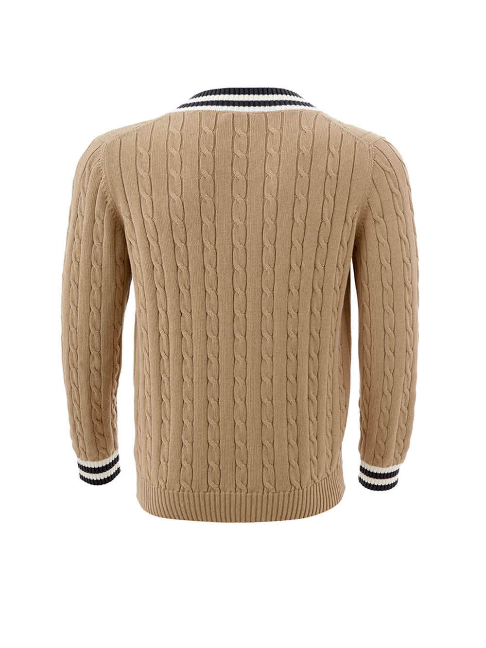 Beige Cotton Cable-knit Sweater