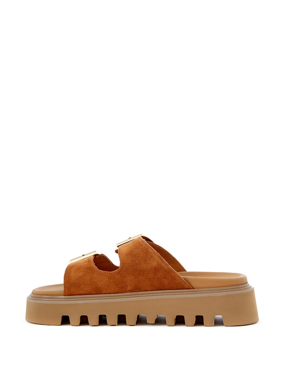 Biscuit Brown Suede Sandal 'Buckles' Slipper