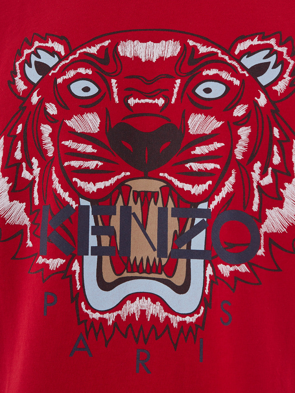 Red Cotton T-Shirt with Tiger Print