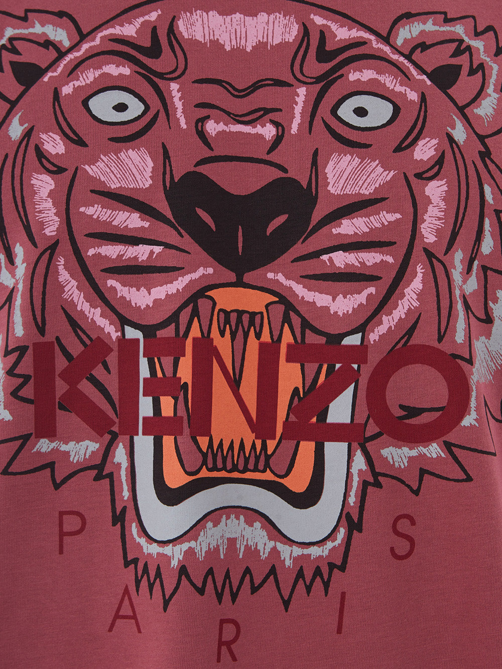 Light Red Cotton T-Shirt with Tiger Print and Front Logo