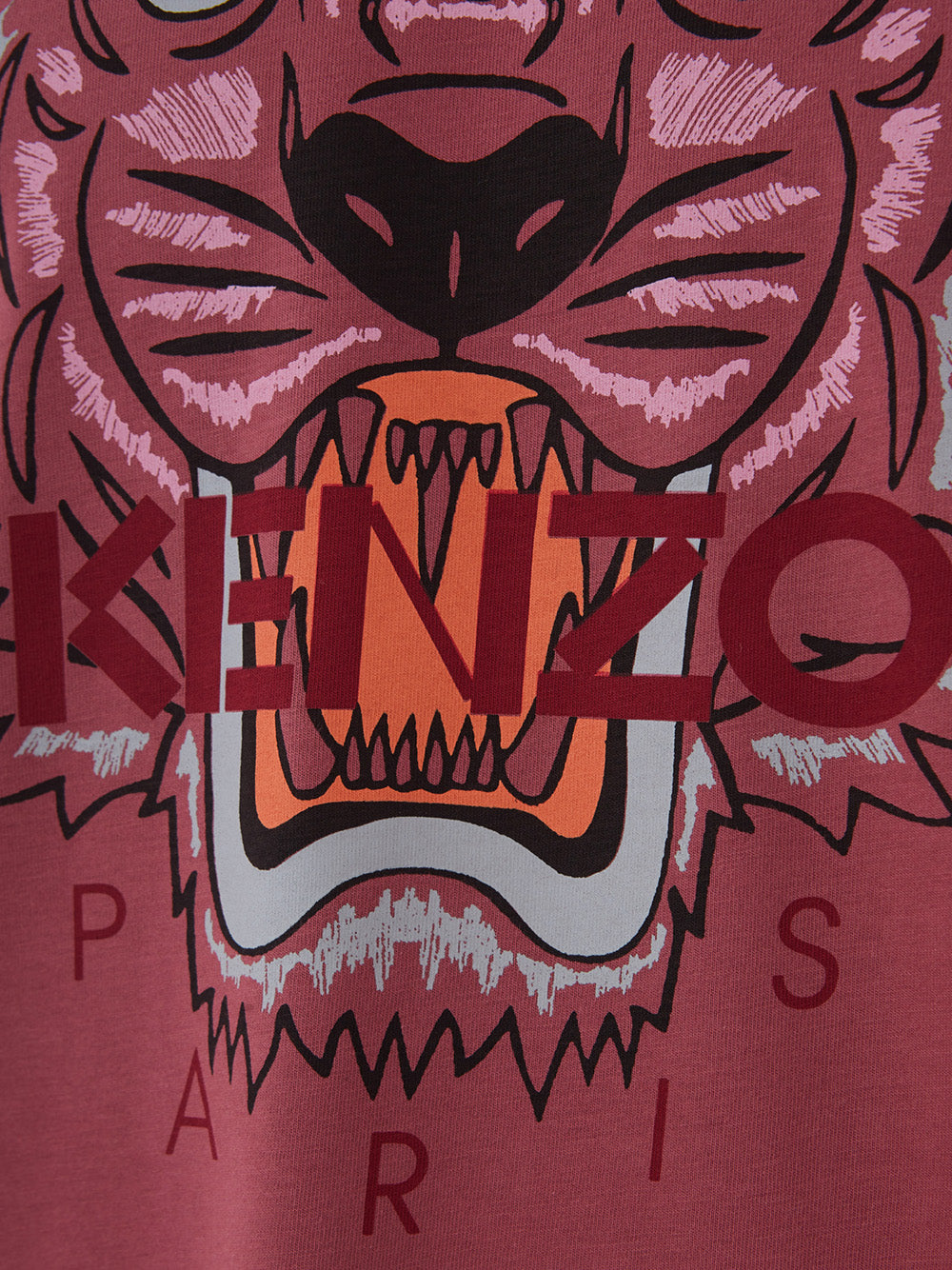 Light Red Cotton T-Shirt with Tiger Print and Front Logo