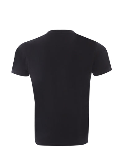 Black Cotton T-Shirt with Tiger Print and Front Logo