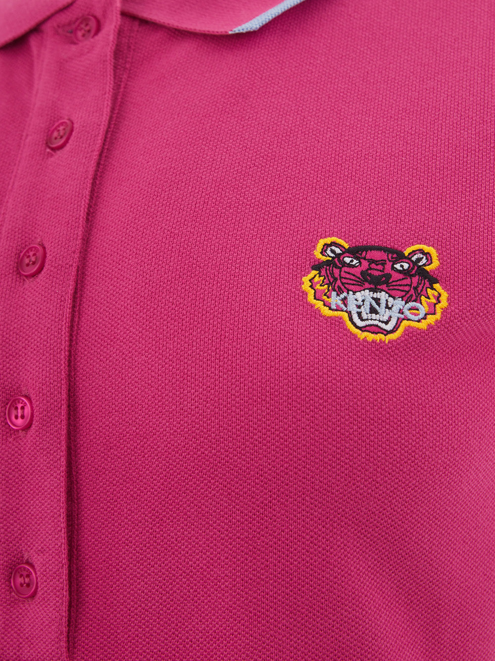 Cotton Piquet Polo in Pink with Tiger Embroidery