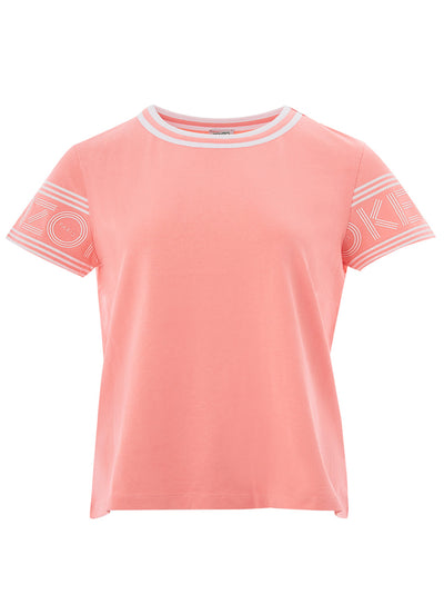 Pink Cotton T-Shirt With Contrasting Logo