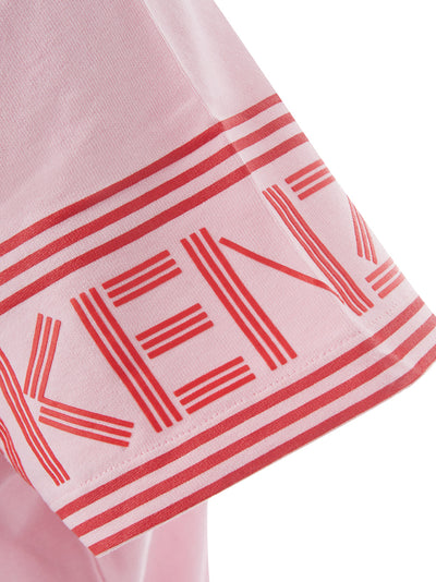 Pink Cotton T-Shirt with Contrasting Logo