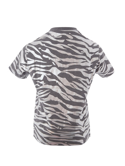 Grey Cotton T-Shirt With Metal Animalier Print Allover