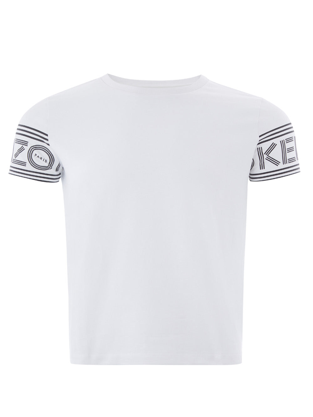 White Cotton T.Shirt with Contrasting Logo on Sleeves