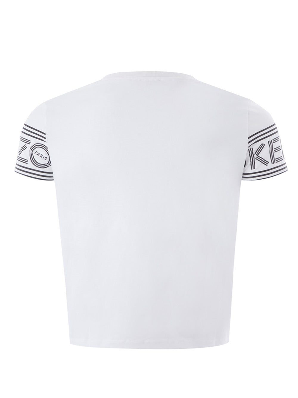 White Cotton T.Shirt with Contrasting Logo on Sleeves