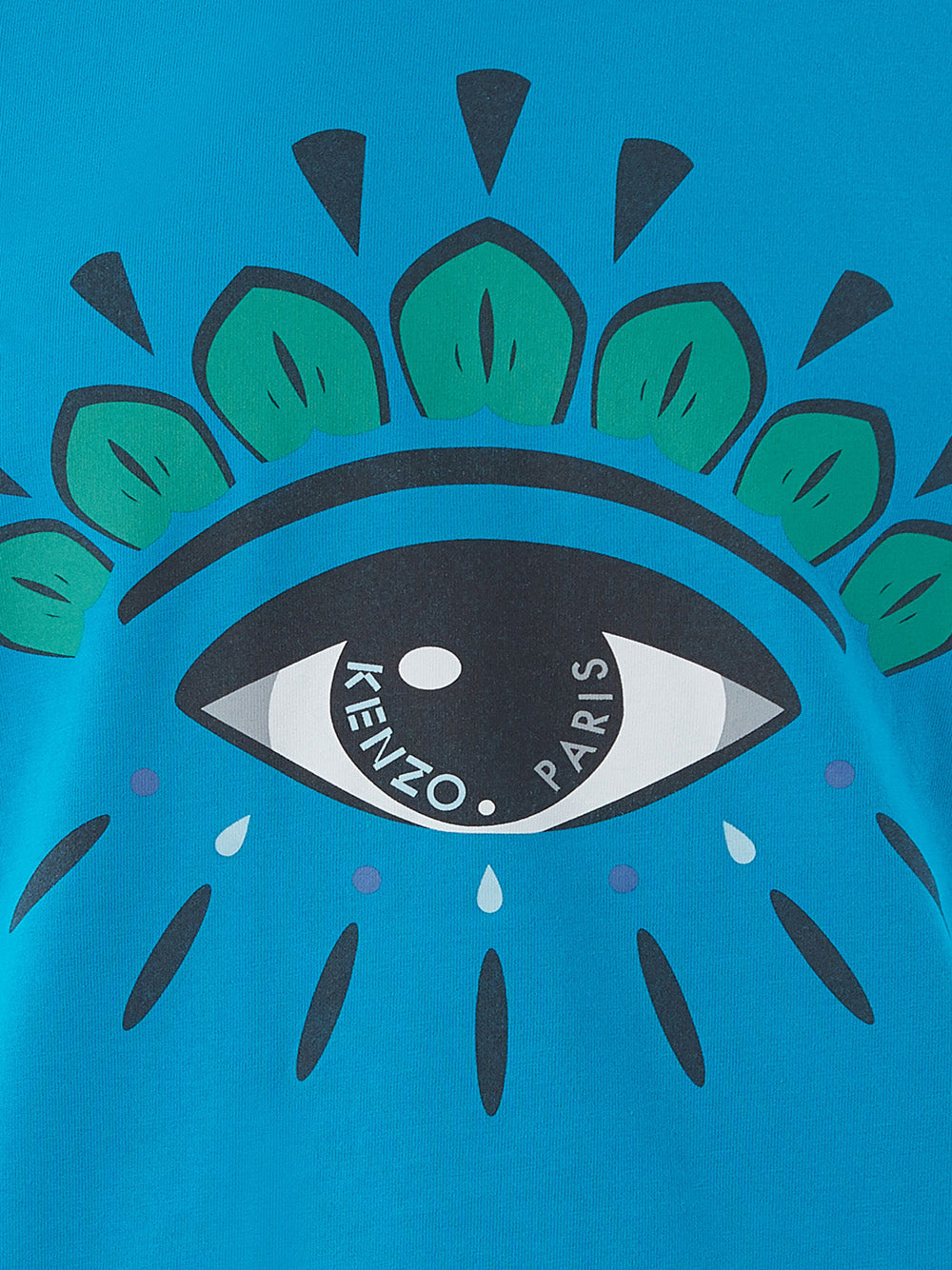 Blue Cotton T-Shirt with Contrasting Eye Print on Front