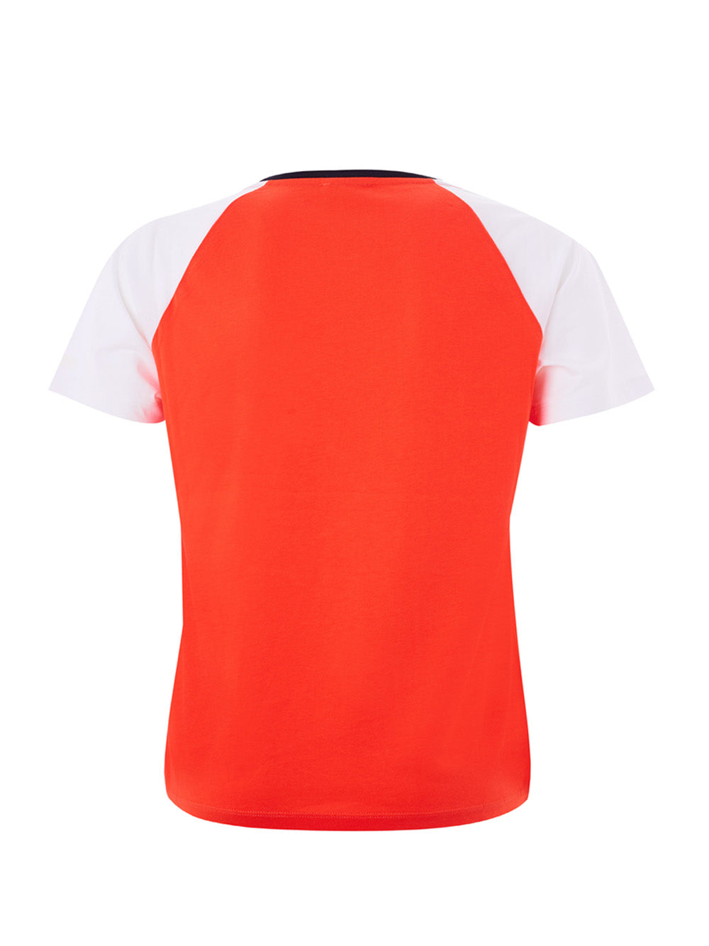 Red Cotton T-Shirt with Contrasting White Sleeves