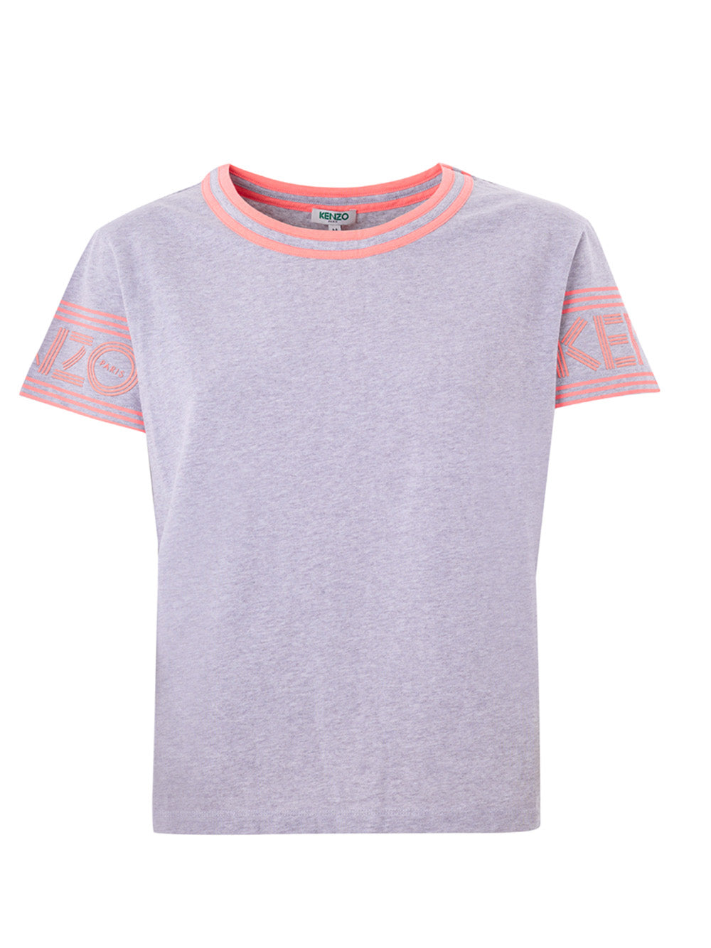 Grey Mélange Cotton T-Shirt with Contrasting Logo