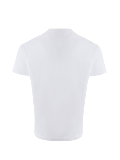 White Cotton T-Shirt with Front Patch with Logo