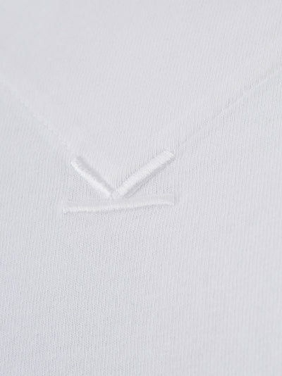 White Cotton T-Shirt with Front Patch with Logo