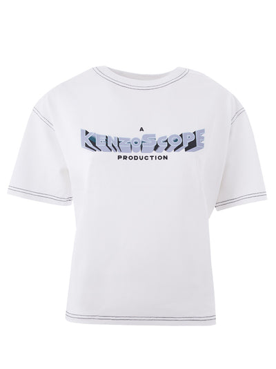 White Cotton T-Shirt with Front Print