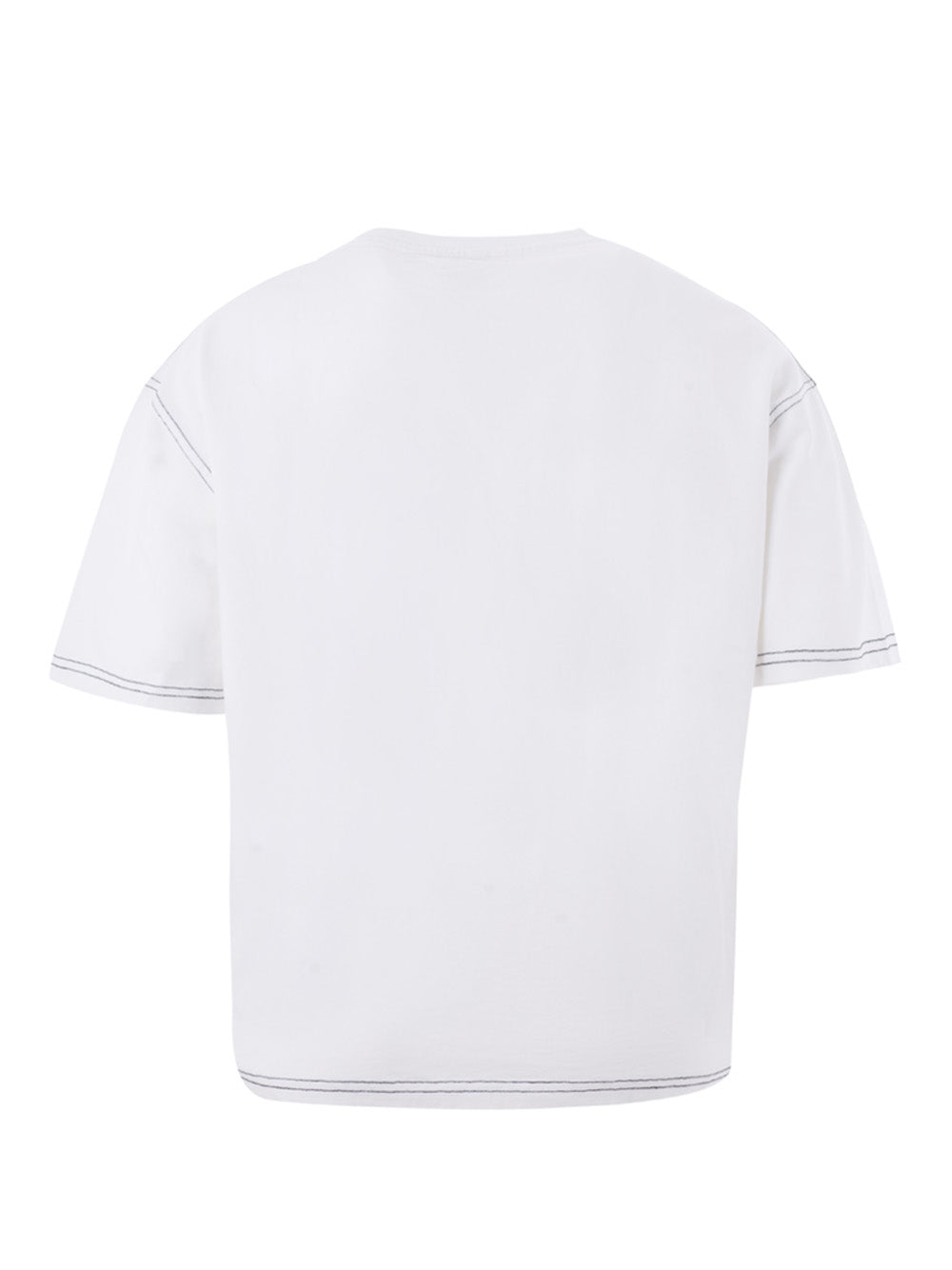 White Cotton T-Shirt with Front Print