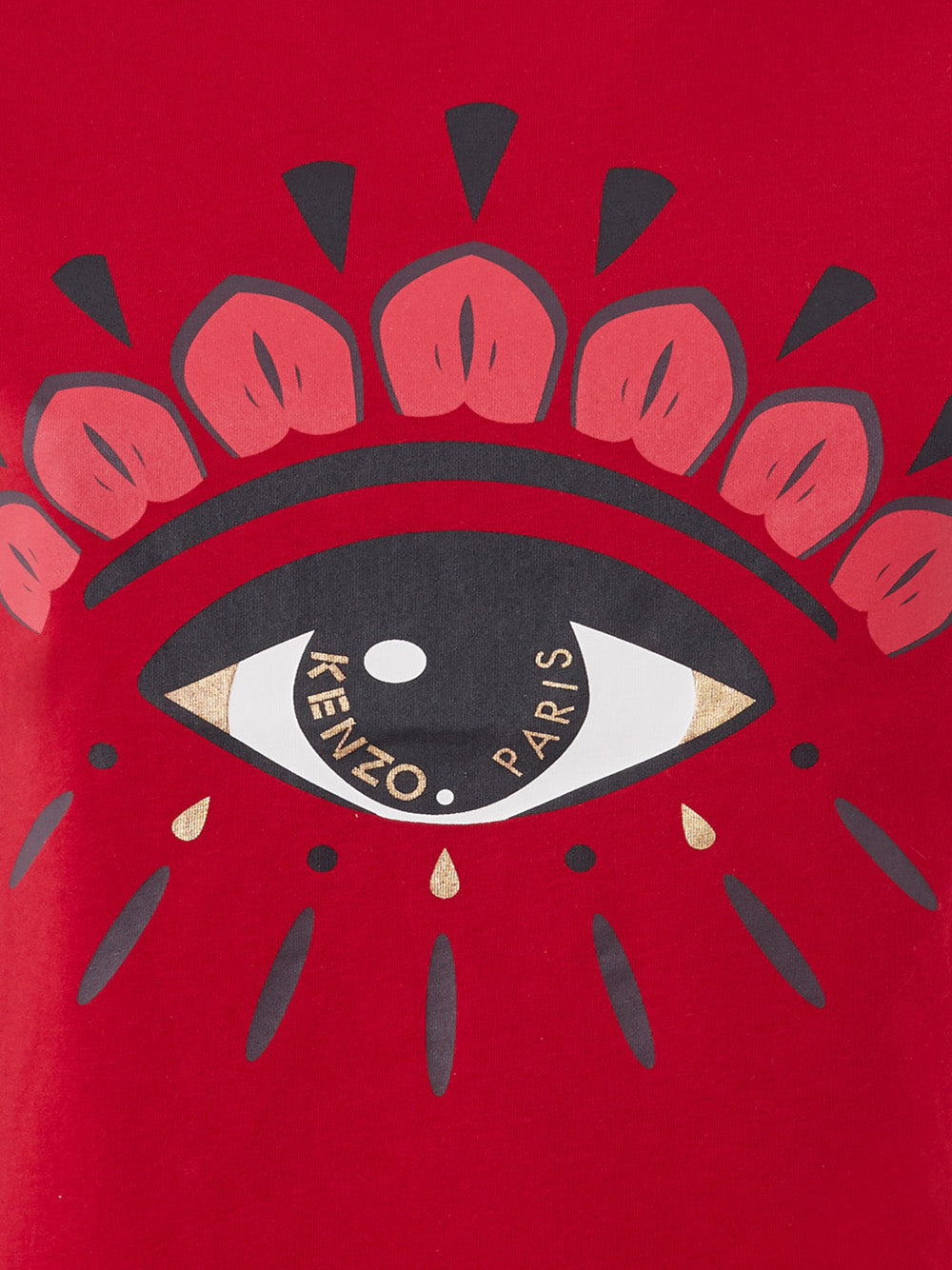 Red Cotton T-Shirt with Contrasting Eye Print