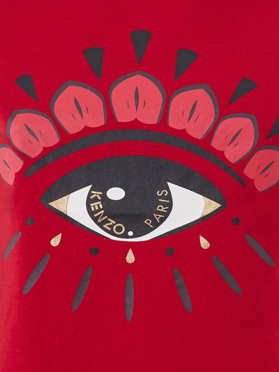 Red Cotton T-Shirt with Contrasting Eye Print