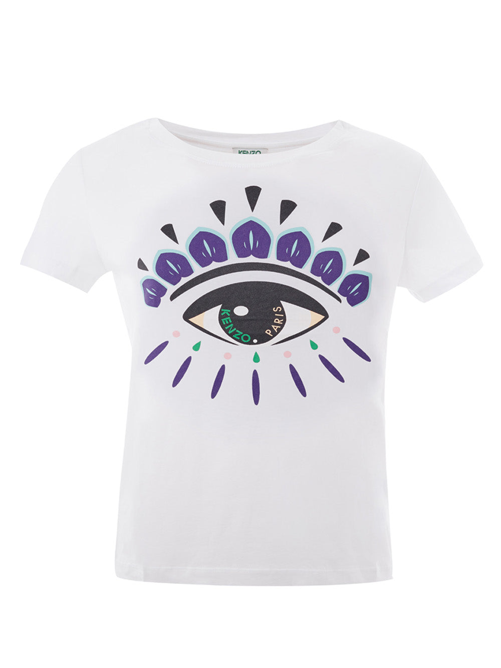 White Cotton T-Shirt with Eye Contrasting Print