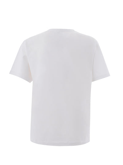 White Cotton T-Shirt with Contrasting Tiger Print