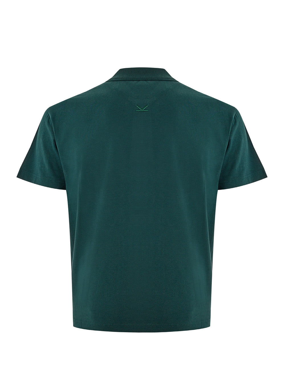 Green Piquet Cotton Polo with Front Iconic Logo