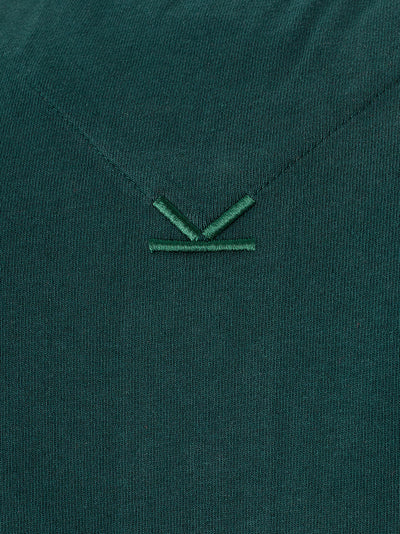 Green Piquet Cotton Polo with Front Iconic Logo