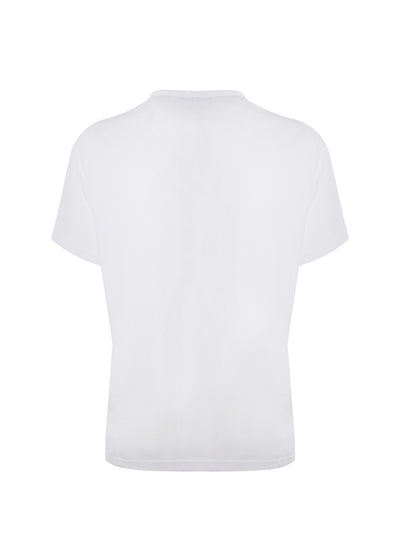 White Cotton T-Shirt with Contrasting Front Logo