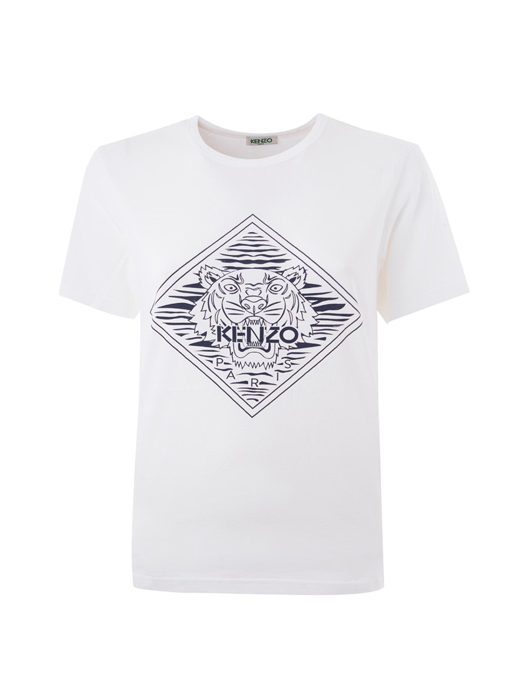 White Cotton T-Shirt with Contrasting Front Logo