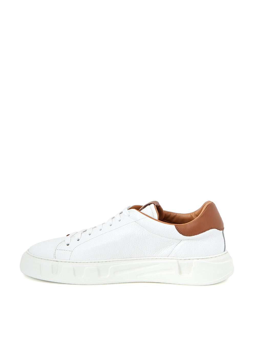 White Leather Sneakers with Gold Logo