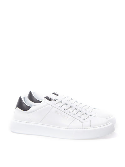 White Leather Sneakers with Silver Logo