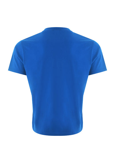 Blue Cotton T-Shirt with Contrasting Tiger Print