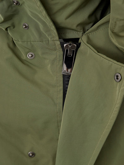 Tech Fabric Long Green Trench