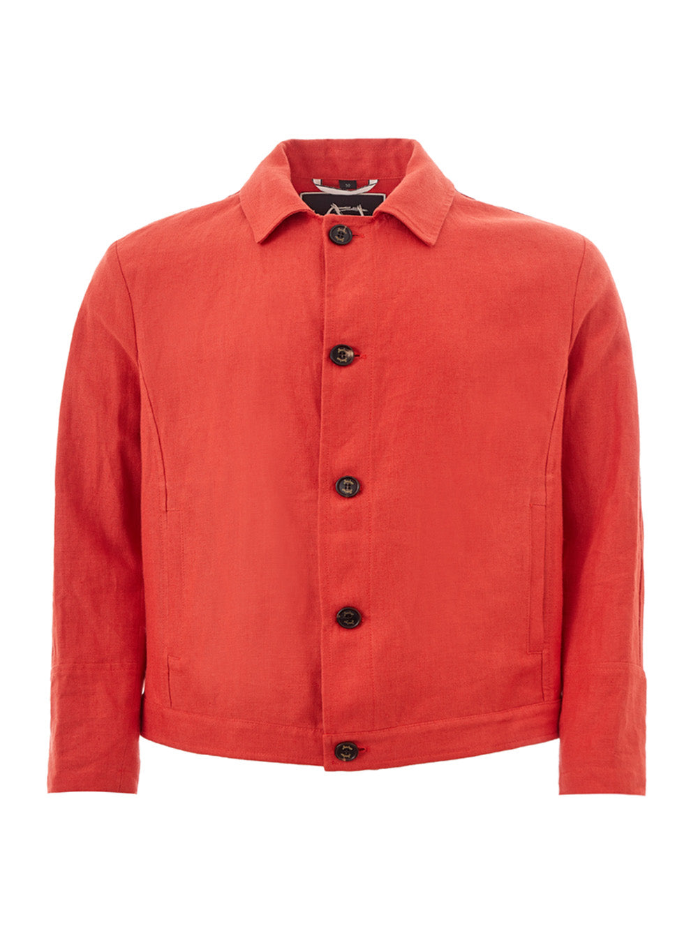 Orange Cropped Jacket in Linen Effect