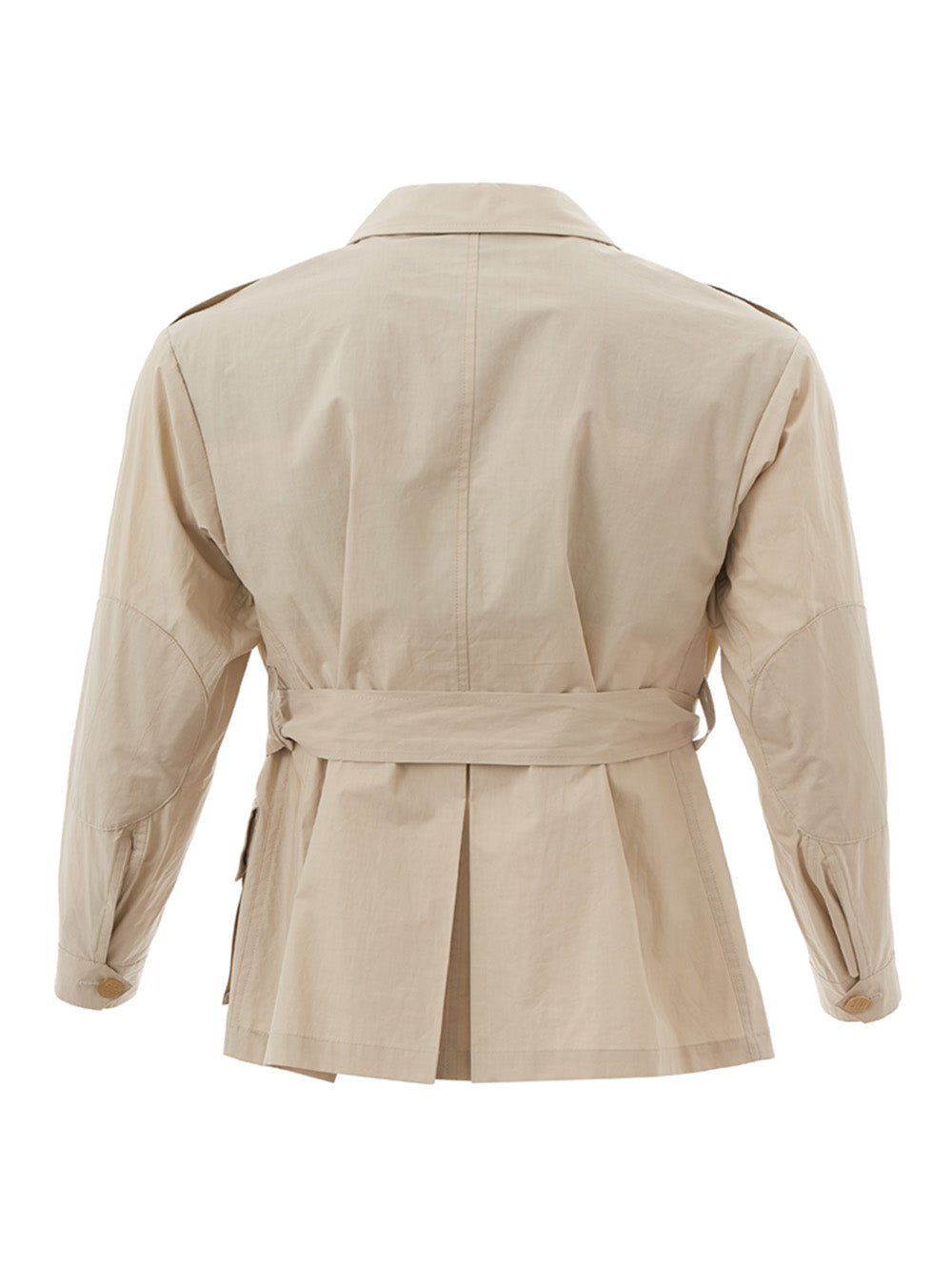 Beige Cotton Saharan Belted Jacket