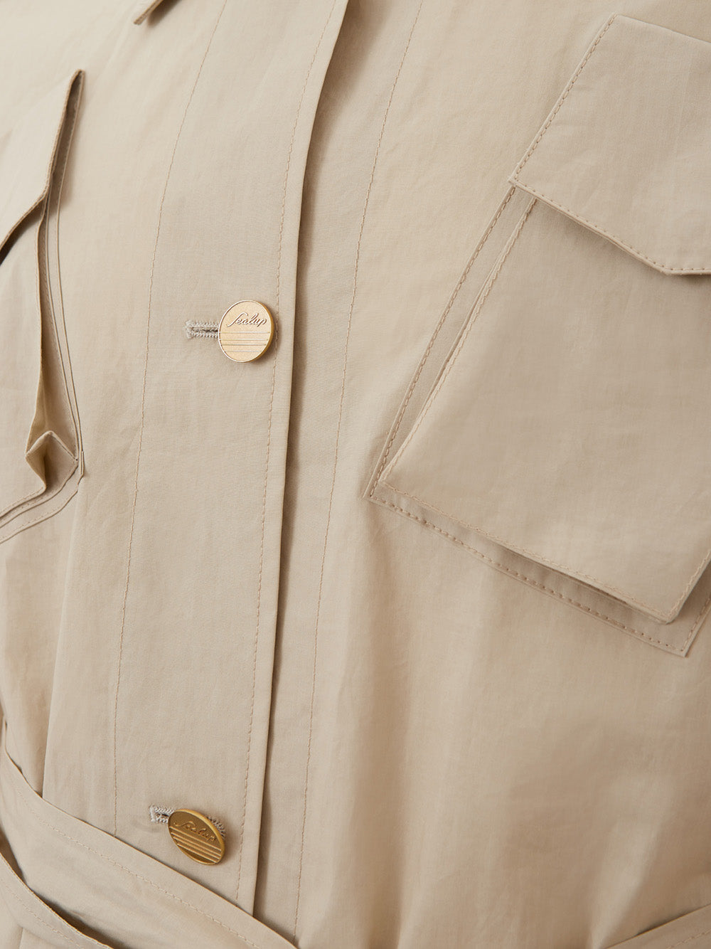 Beige Cotton Saharan Belted Jacket