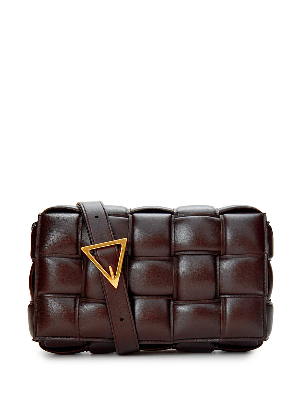 Brown Padded Cassette Leather Cross Body Bag