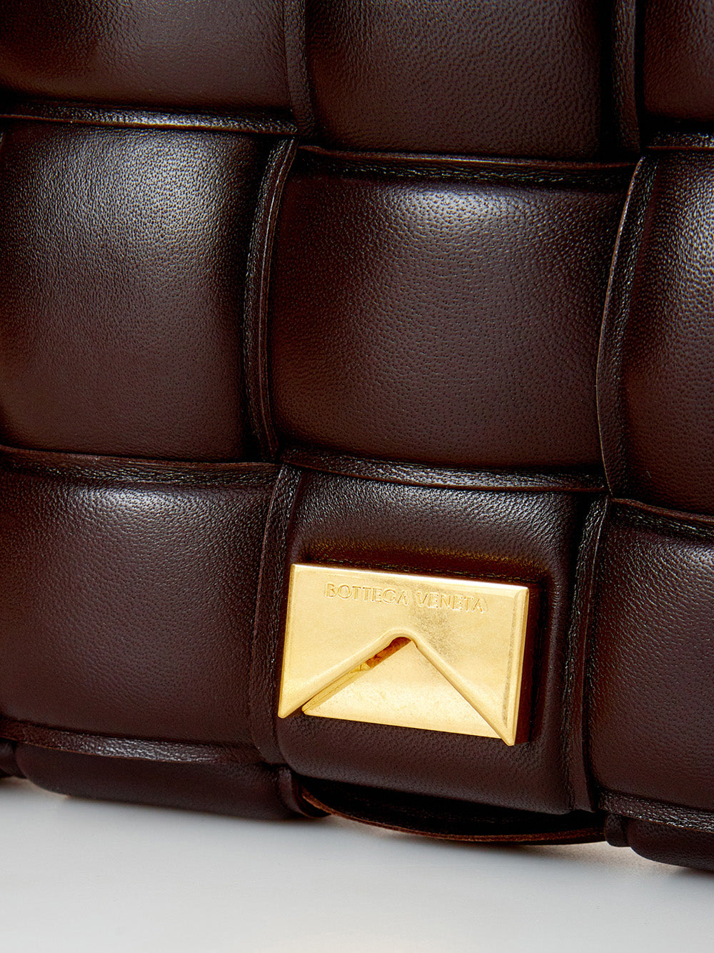 Brown Padded Cassette Leather Cross Body Bag