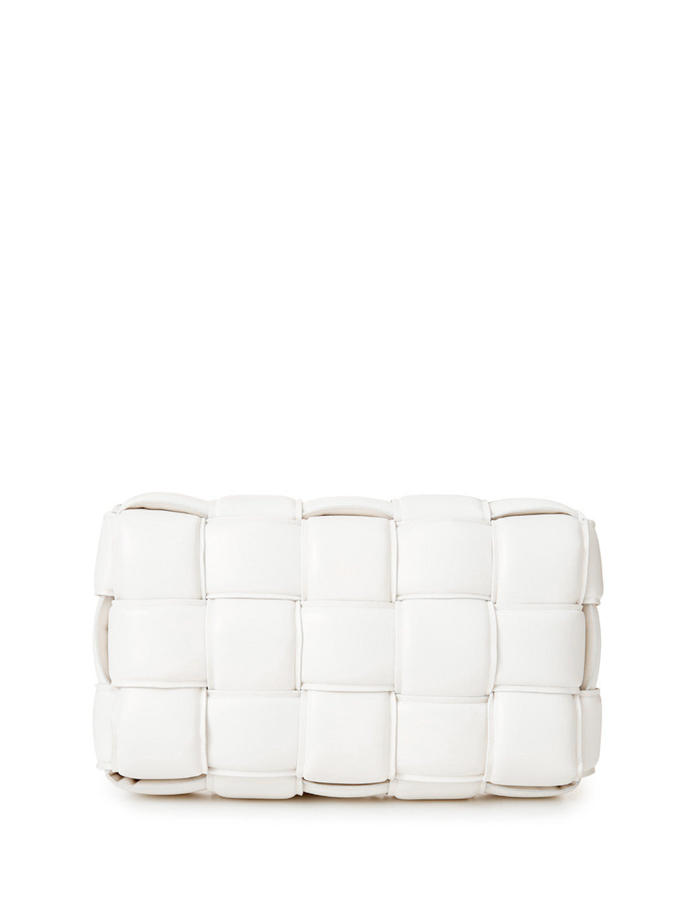 White Padded Cassette Leather Cross Body Bag