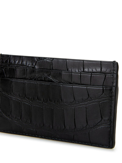 Black Reptile Leather Card Holder