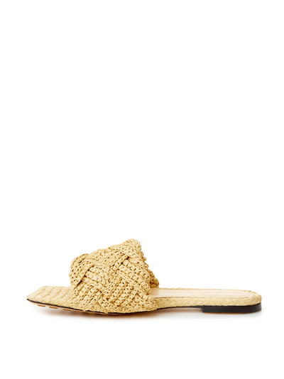 Beige Raffia Mule with Intreccio